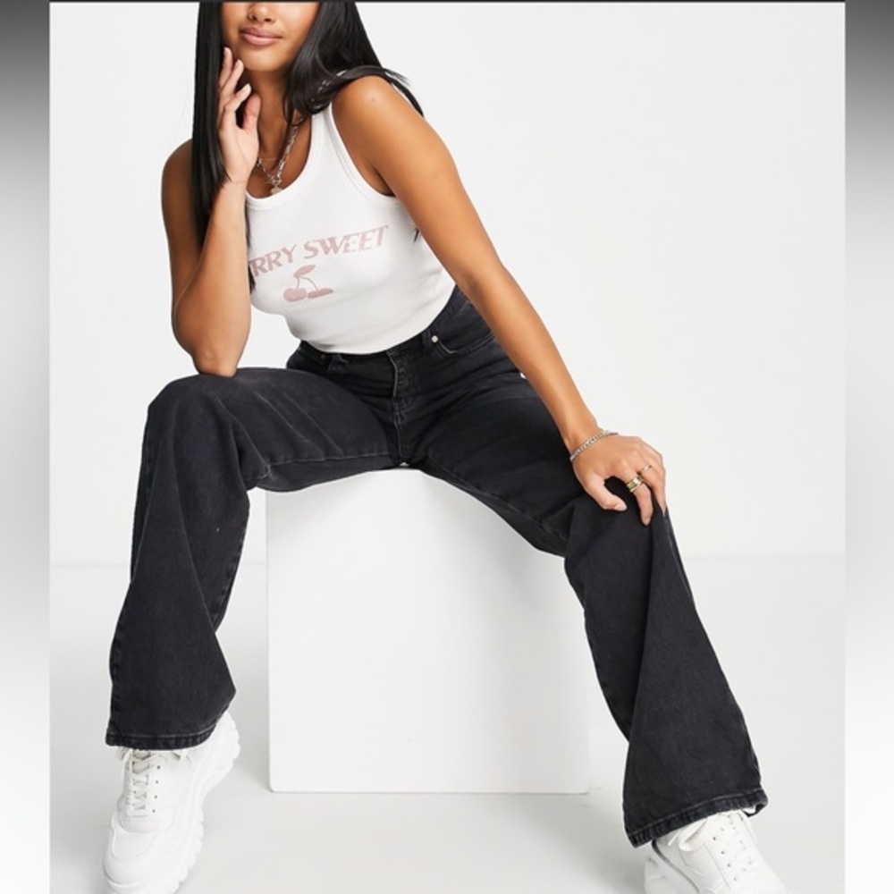 ASOS Stradivarius Petite 90s Dad Jean Black Size 2
